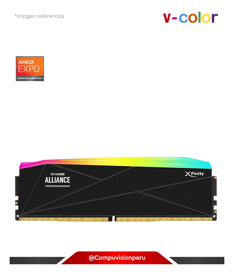 MEMORIA 32GB DDR5 BUS 6400MHZ V-COLOR MANTA TUF GAMING ALLIANCE AMD EXPO CL32 1.4V GTMXFAL3264832WWK-(1)