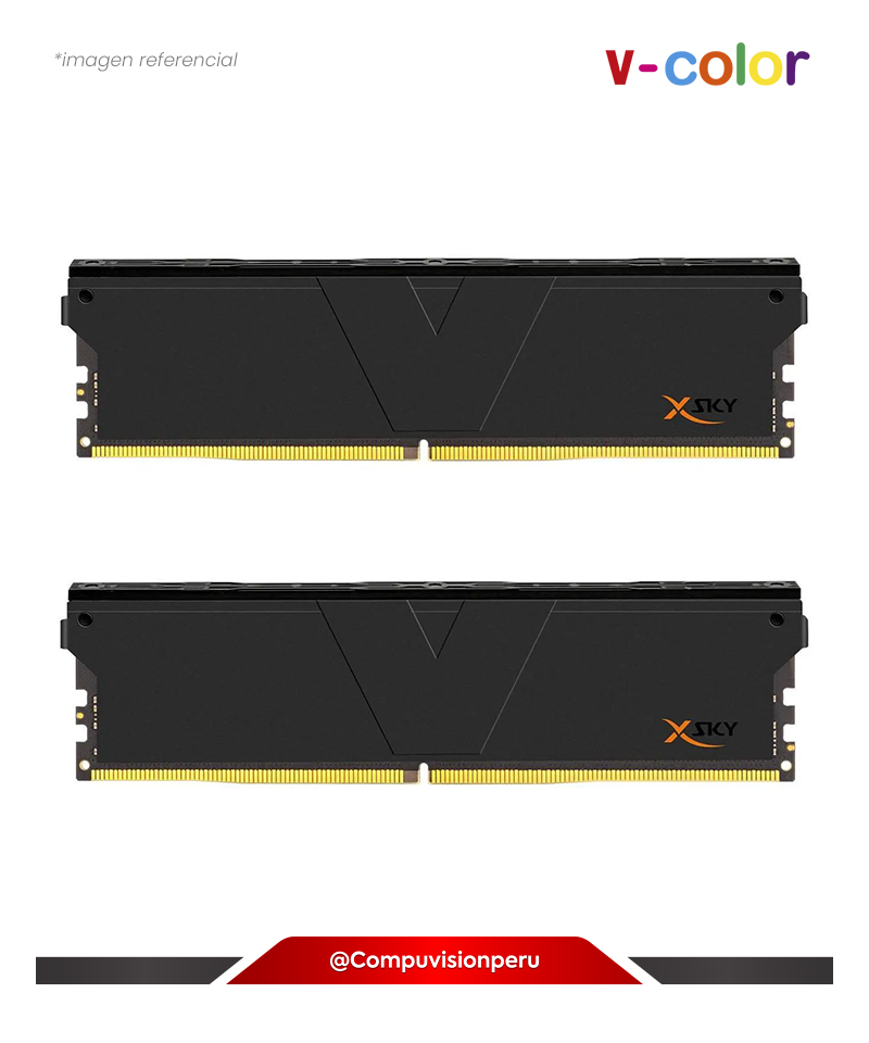 MEMORIA 32GB (16*2) DDR5 BUS 6000MHZ V-COLOR MANTA XSKY CL36 1.25V SK HYNIX IC RGB BLACK AMD EXPO TMXSAO1660836KKK