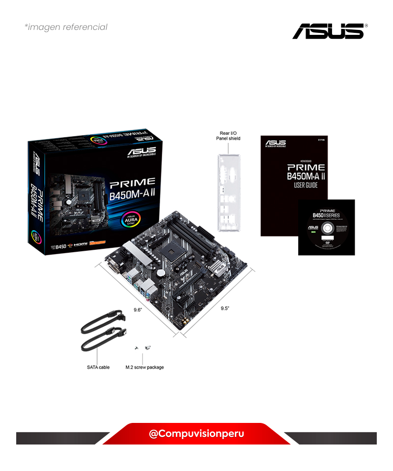 PLACA ASUS PRIME B450M-A II AMD B450 (RYZEN AM4) DDR4 M.2 SATA 6 USB 3.2 GEN 2 HDMI/DVI-D/D-SUB