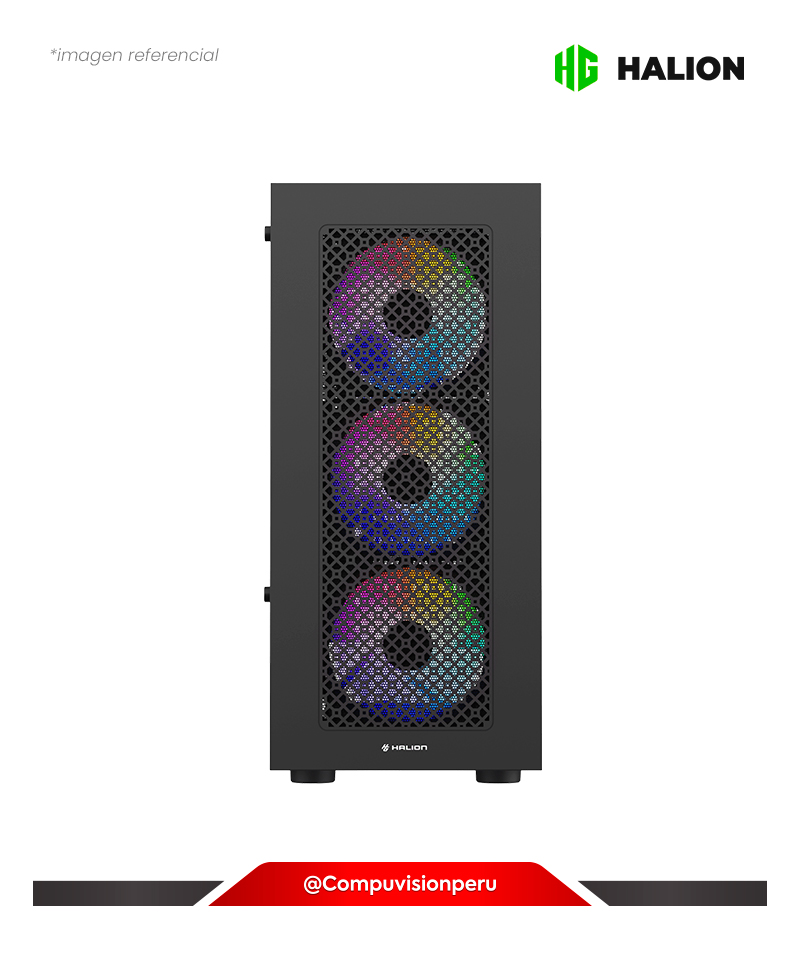 CASE HALION FARGO CR24 MESH BLACK 4 COOLER RAINBOW USB 2.0 USB 3.0 SIDE PANEL ATX SERIES GAMERS