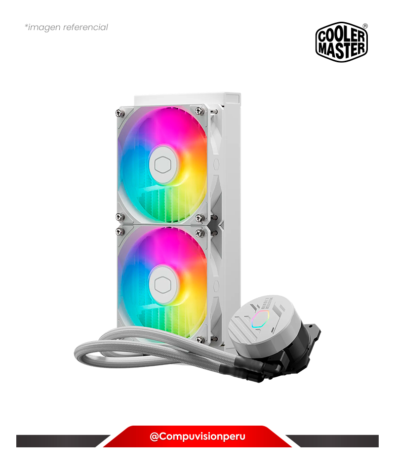 COOLER DE CPU COOLER MASTER MASTERLIQUID 240L CORE WHITE ARGB INTEL AMD 2*1200MM ALUMINIO MLW-D24M-A18PZ-RW