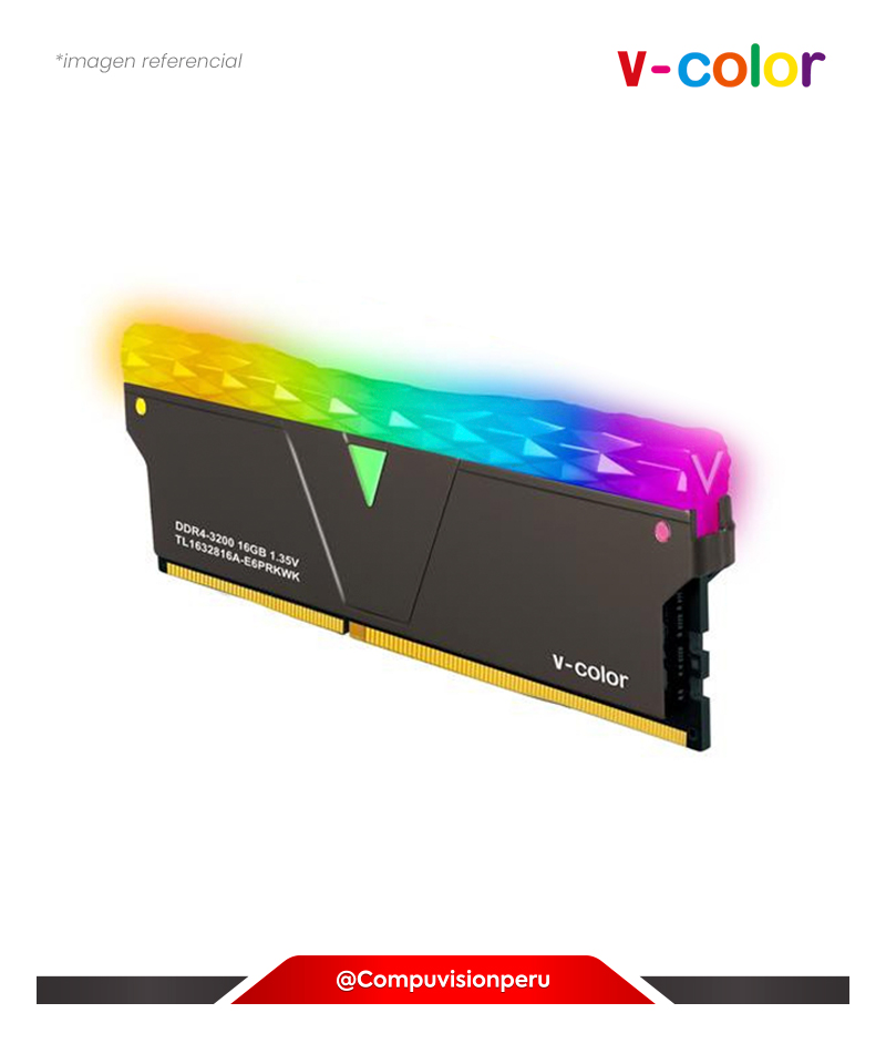 MEMORIA 16GB DDR4 BUS 3200MHZ V-COLOR PRISM PRO RGB JET BLACK C16 TL1632816A-E6PRKWS