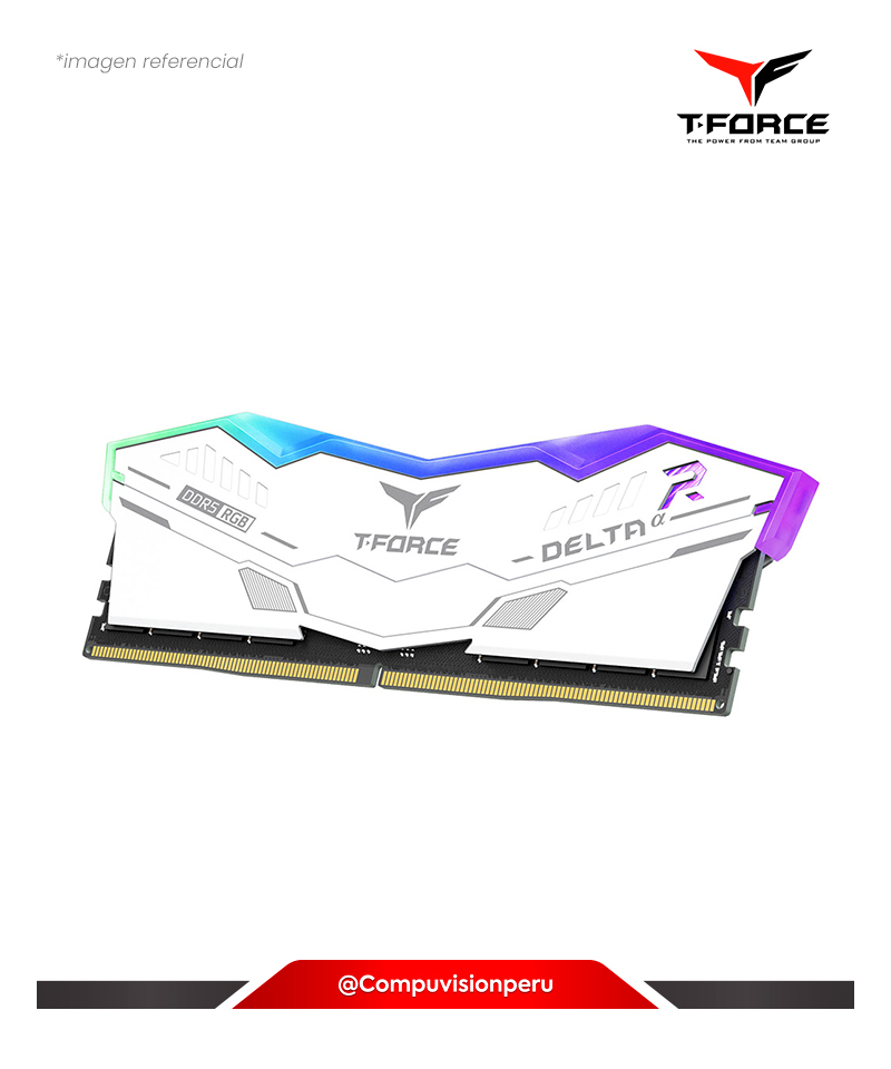 MEMORIA 16GB DDR5 BUS 5200MHZ TEAMGROUP T-FORCE DELTA RGB WHITE CL40 1.25V PC5-41600 FF4D516G5200HC40C01