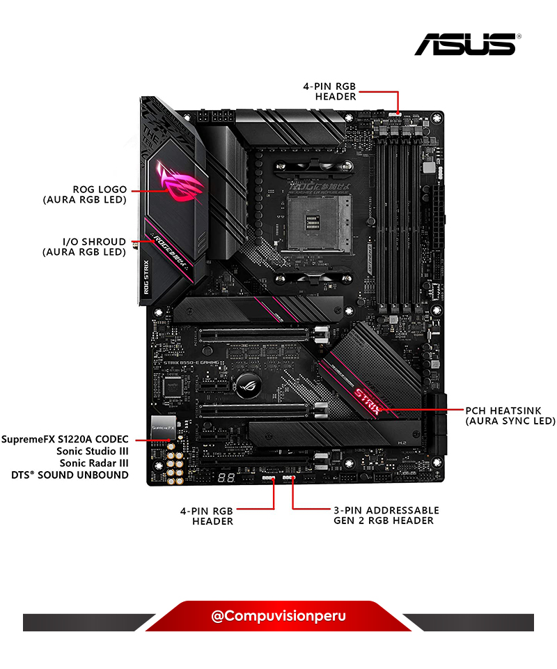 PLACA ASUS ROG STRIX B550-E GAMING AMD AM4 DDR4 WI-FI ATX