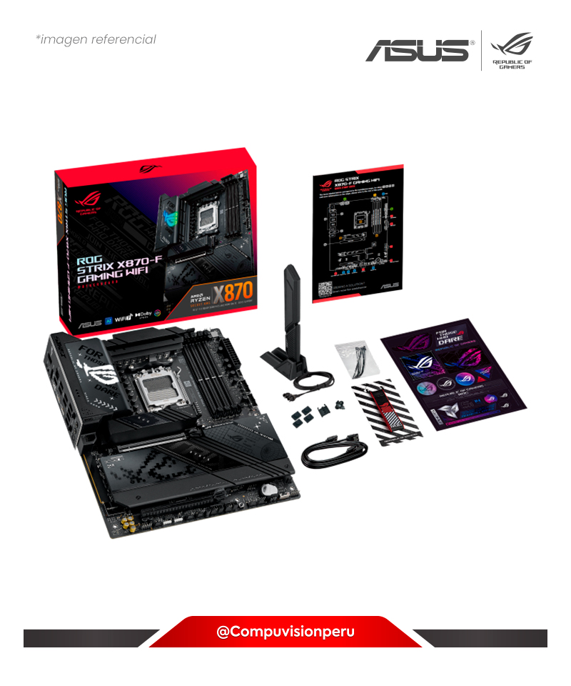 PLACA ASUS ROG STRIX X870-F GAMING WIFI AM5 AMD X870 DDR5 HDMI DP USB4 M.2 SATA 6G BLUETOOTH ATX