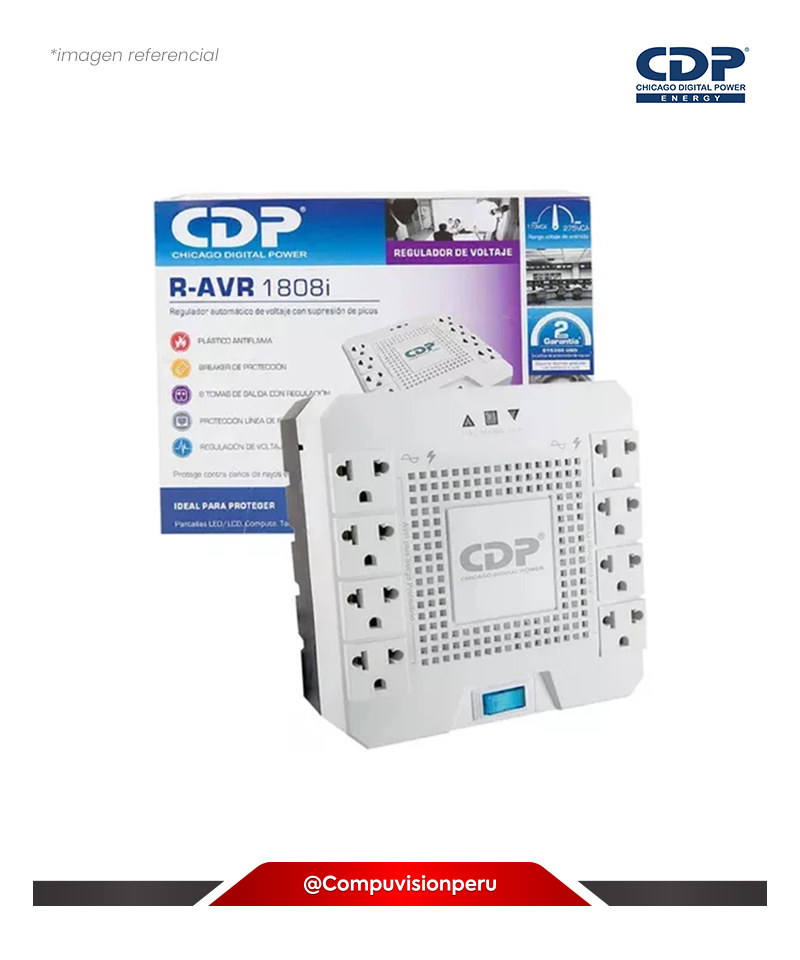 ESTABILIZADOR CDP R-AVR1808I 1800VA/1000W 8 SALIDAS  WHITE