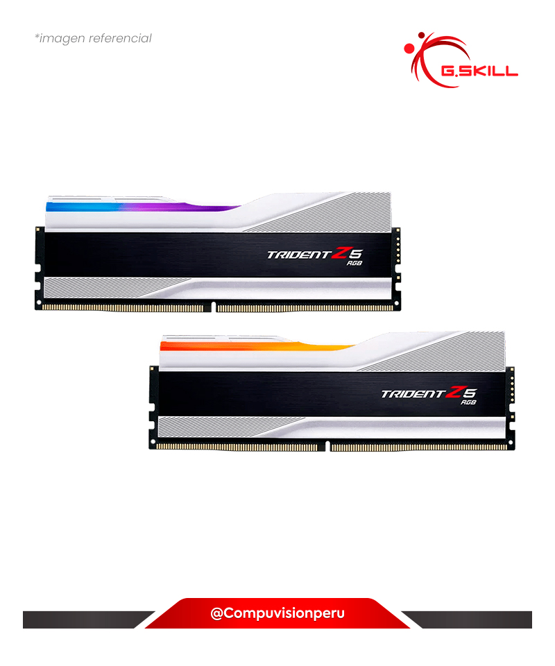 MEMORIA 96GB (48*2) DDR5 BUS 6400MHZ G.SKILL TRIDENT Z5 RGB CL32 1.35V F5-6400J3239F48GX2-TZ5RS 4713294233363 0848354043362