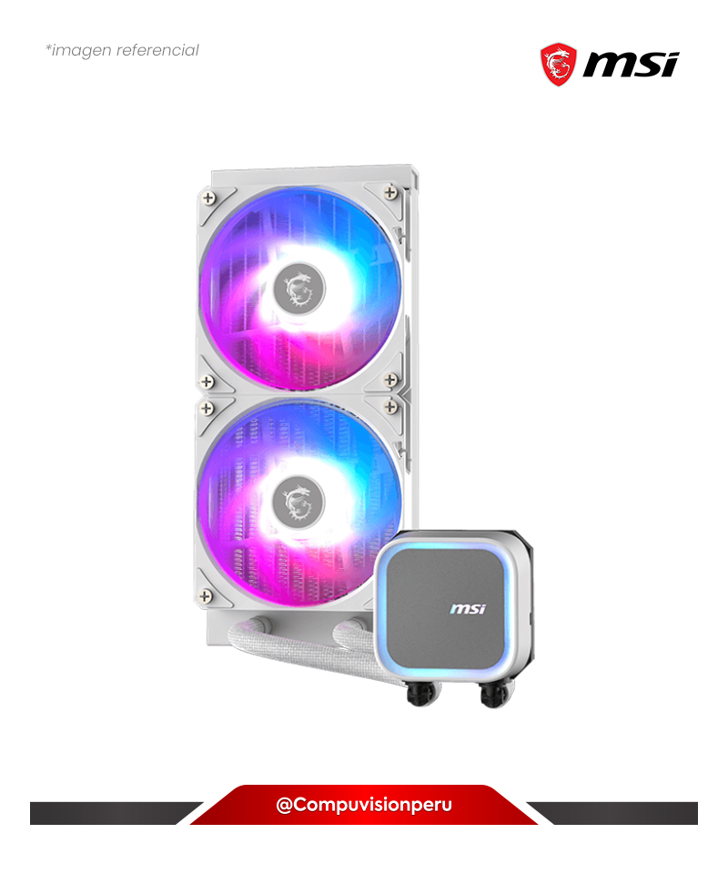 COOLER PARA CPU MSI MSI MAG CORELIQUID A13 240 WHITE AIO ARGB LIQUID COOLING 120MM*2 LGA AMD