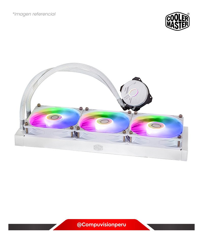 COOLER DE CPU COOLER MASTER MASTERLIQUID 360L CORE ARGB WHITE INTEL AMD ALUMINUM 120MM*3 MLW-D36M-A18PZ-RW