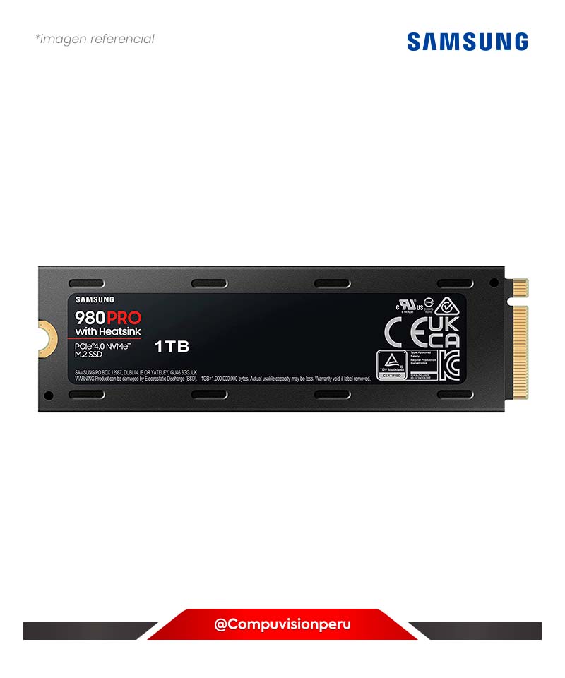DISCO SOLIDO SSD 1TB SAMSUNG 980 PRO WITH HEATSINK M.2 2280 PCI-EXPRESS GEN 4.0 X4 NVME 1.3 V-NAND MZ-V8P1T0CW