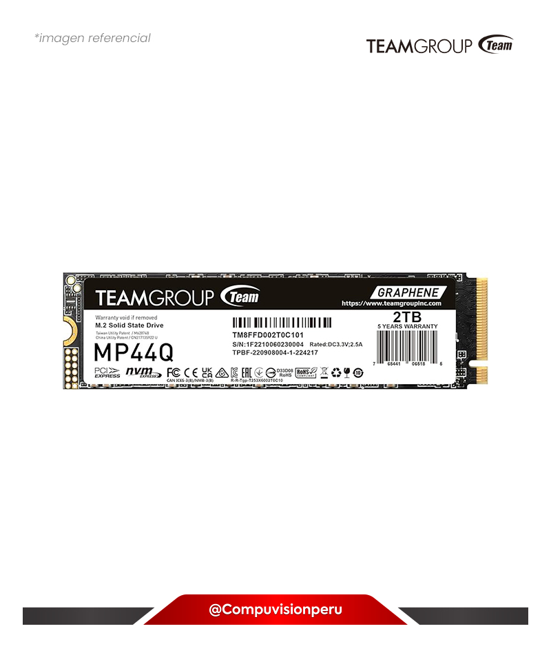 DISCO SOLIDO SSD 2TB TEAMGROUP MP44Q GEN 4X4 M.2 2280 PCIE 4.0 NVME TM8FFD002T0C101