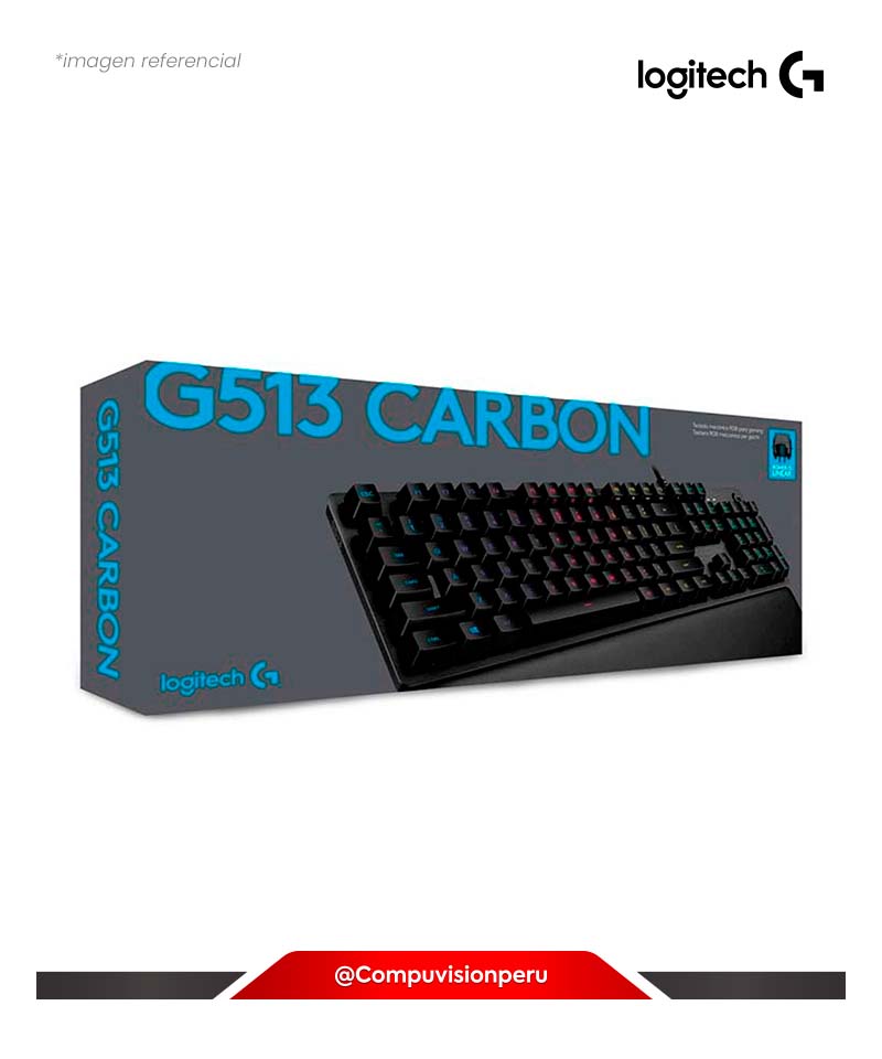 TECLADO LOGITECH G513 CARBON LIGHTSYNC RGB BLACK INGLÉS GX BROWN TACTILE 920-009322