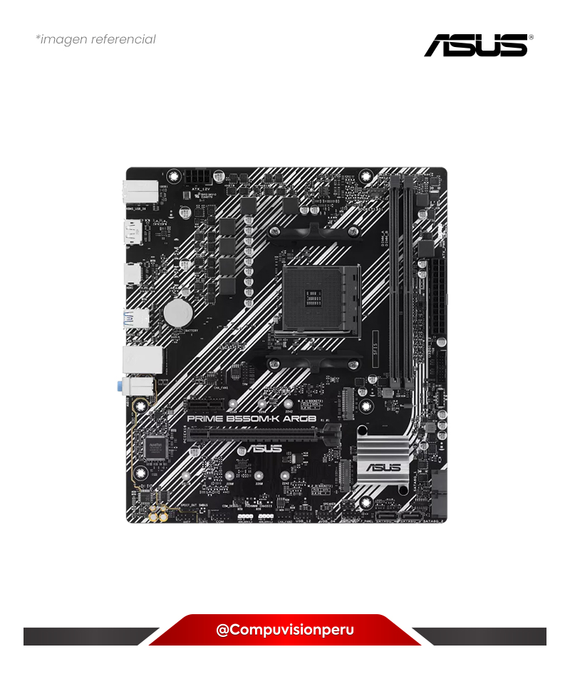 PLACA ASUS PRIME B550M-K ARGB AM4 AMD B550 DDR4 HDMI DP M.2 SATA 6GB USB 3.2 M-ATX