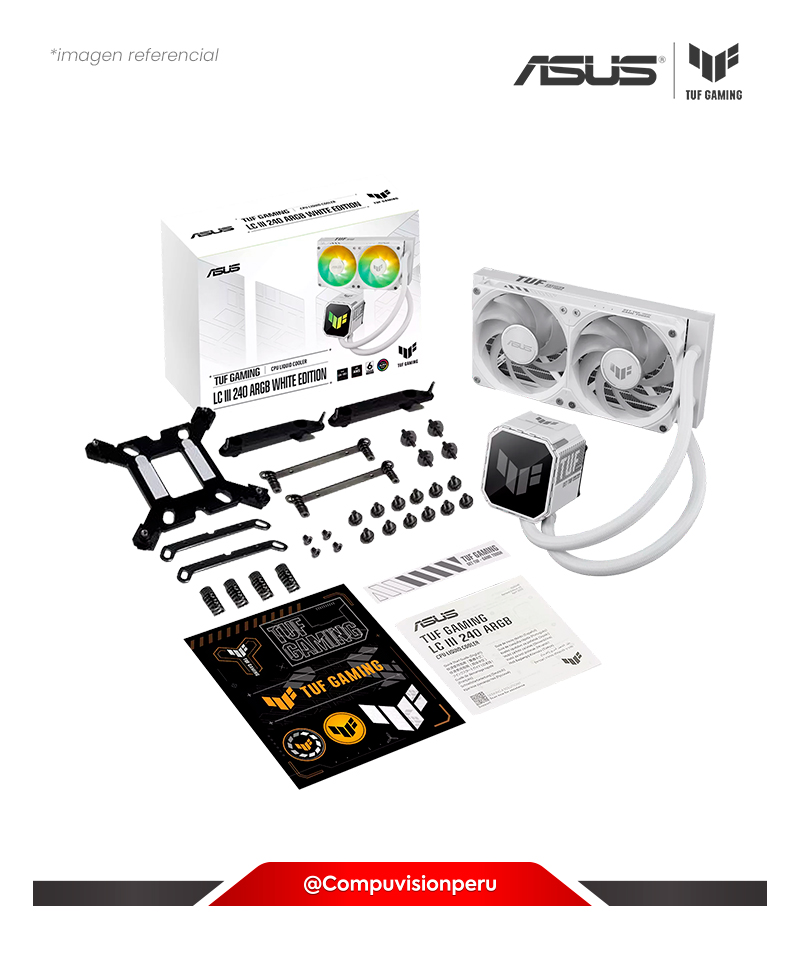 COOLER DE CPU ASUS TUF GAMING LC III 240 ARGB WHITE 2*120MM AURA SUNC INTEL AMD TUF-GAMING-LC-III-240-ARGB-WHT