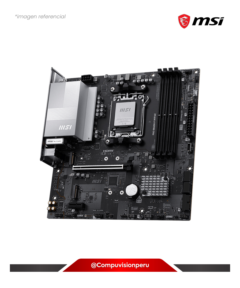 PLACA MSI PRO B840M-P WIFI6E AM5 AMD B840 DDR5 HDMI M.2 SATA 6GB YSB 10GB BLUETOOTH M-ATX