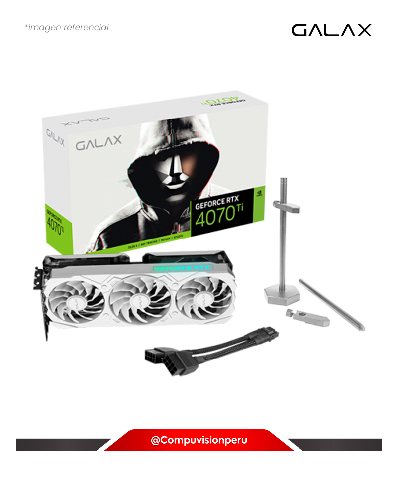 VIDEO GALAX GEFORCE RTX 4070 TI EX GAMER WHITE 1-CLICK OC 12GB GDDR6X 192-BIT HDMI DP CUDA 7680 47IOM7MD7BGW