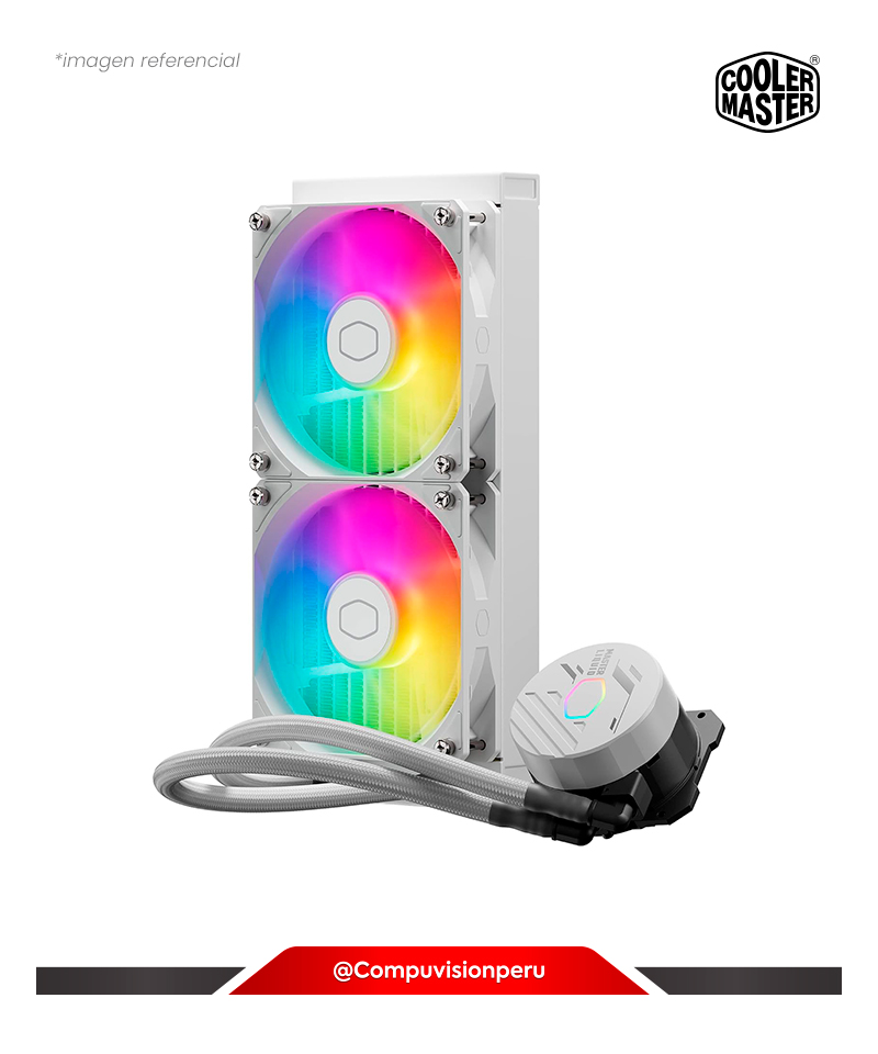 COOLER DE CPU COOLER MASTER MASTERLIQUID 240L CORE WHITE ARGB INTEL AMD 2*1200MM ALUMINIO MLW-D24M-A18PZ-RW