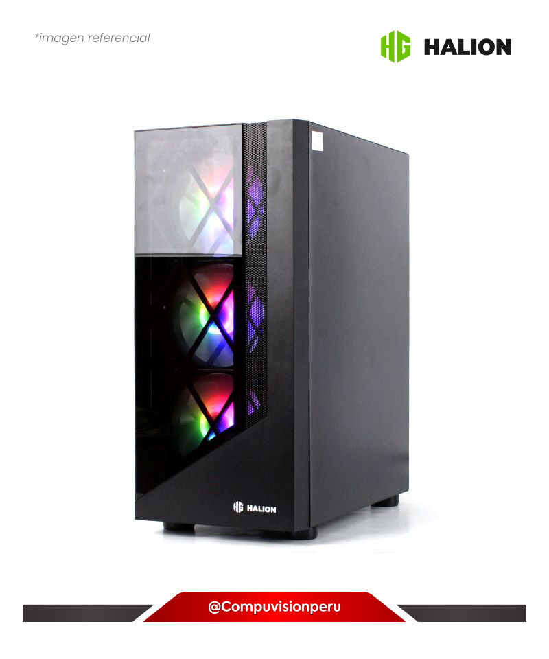 CASE HALION DRAGON CR15 4 FAN RGB C/FUENTE 500W VIDRIO TEMPLADO SERIES GAMERS