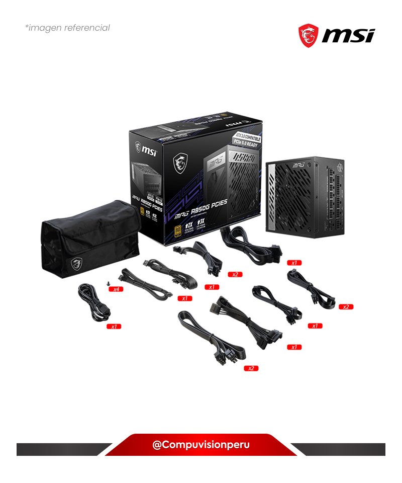 FUENTE 850W MSI MPG A850G PCIE5 80 PLUS GOLD ATX MODULAR ACTIVE PFC