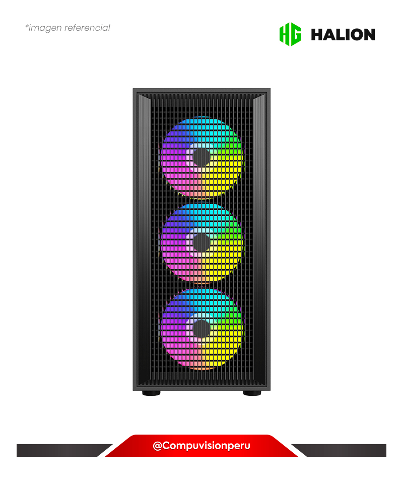 CASE HALION YORK G36 BLACK 4 COOLER RAINBOW VIDRIO TEMPLADO USB 2.0 USB 3.0 S/F ATX