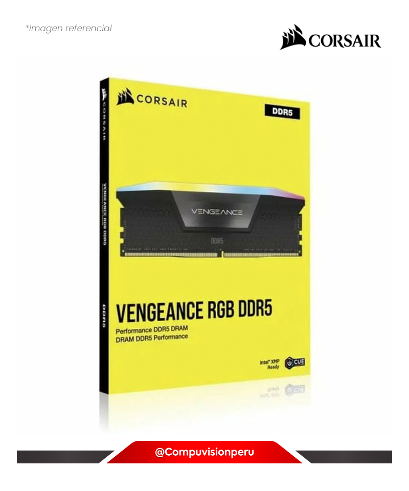 MEMORIA 64GB (32*2) DDR5 BUS 5200MHZ CORSAIR VENGEANCE BLACK RGB C40 1.25V XMP CMH64GX5M2B5200C40