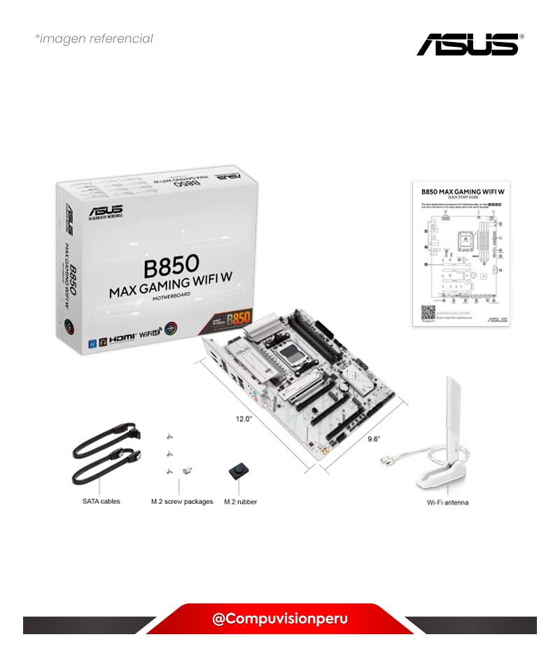 PLACA ASUS B850 MAX GAMING WIFI W WHITE AM5 AMD B850 DDR5 M.2 SATA 6GB BLUETOOTH  ATX