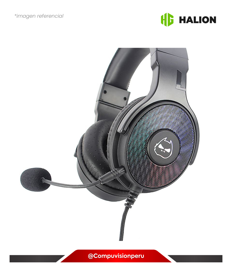 HEADSET HALION HA-H904 STAR RGB BLACK/PLATA 7.1 USB