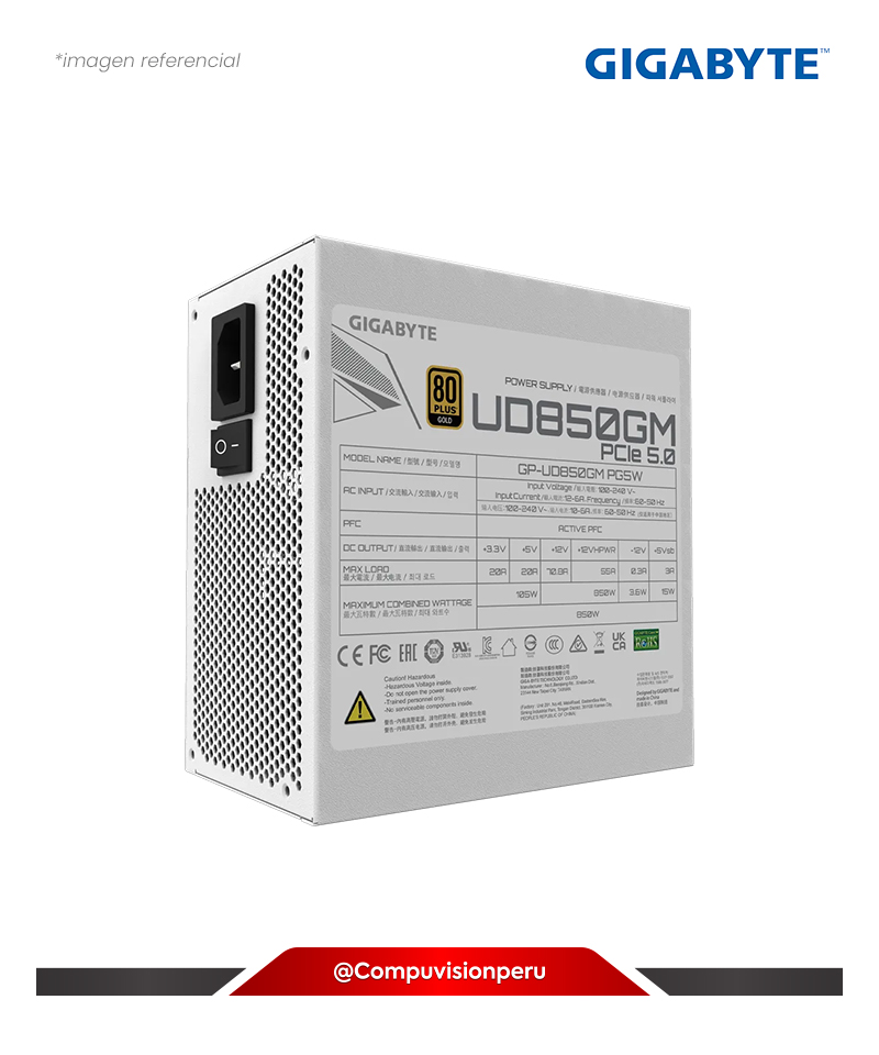 FUENTE 850W GIGABYTE UD850GM PG5W 80 PLUS GOLD FULL MODULAR GP-UD850GM PG5W