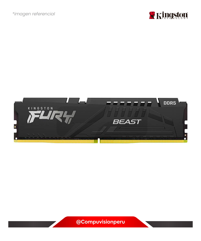 MEMORIA 16GB DDR5 BUS 6000MHZ KINGSTON FURY BEAST BLACK PC5-48000 CL36 1.35V KF560C36BBE2-16