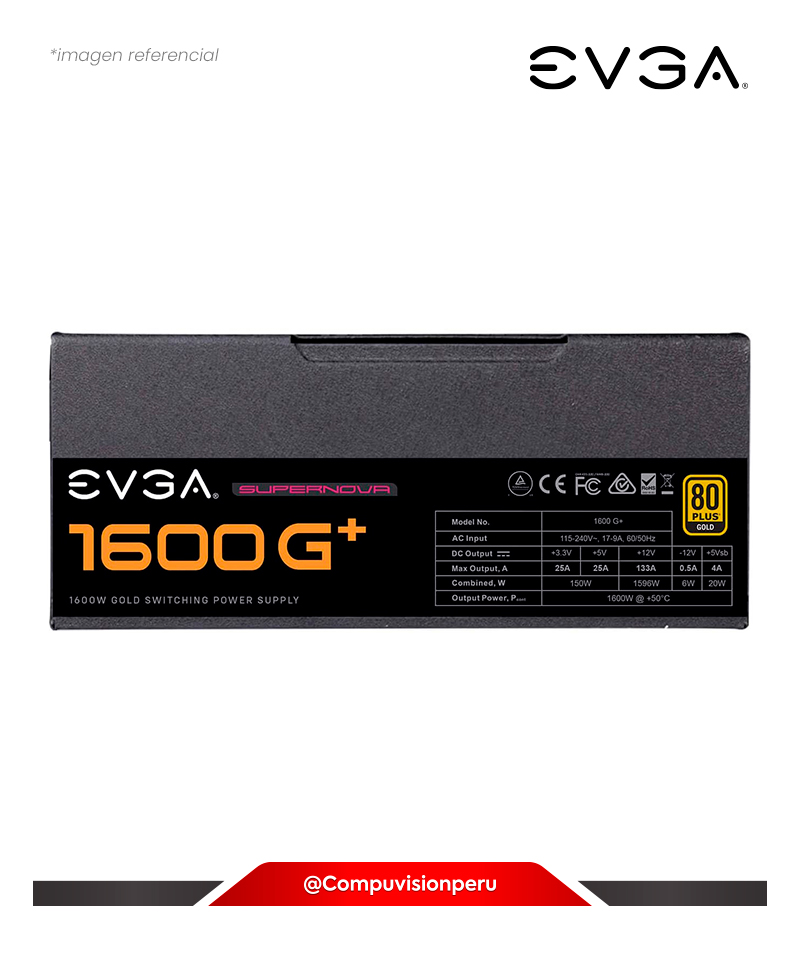 FUENTE 1600W EVGA SUPER NOVA 1600 G+ 80 PLUS GOLD FULL MODULAR 220-GP-1600-X1