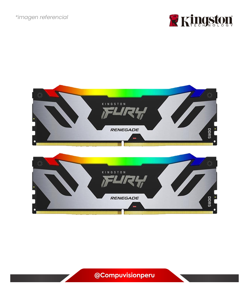 MEMORIA 96GB (48*2) DDR5 BUS 6000MHZ KINGSTON FURY RENEGADE SILVER/BLACK INETL XMP CL32 1.35V PC5 48000 KF560C32RSAK2-96
