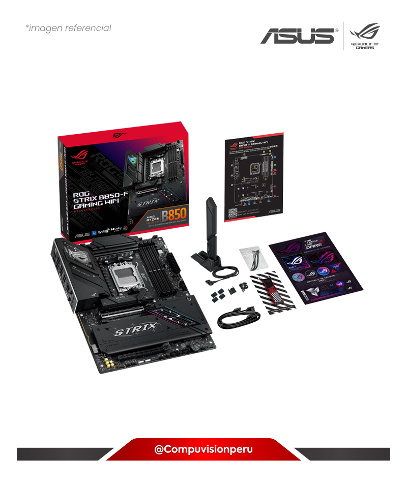 PLACA ASUS ROG STRIX B850-F GAMING WIFI AM5 AMD B850 DDR5 HDMI DP M.2 SATA 6GB BLUETOOTH 5.4 USB 20G ATX