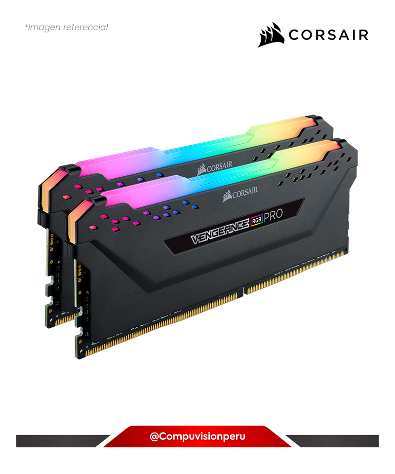MEMORIA 32GB (16*2) DDR4 BUS 3200MHZ CORSAIR VENGEANCE RGB PRO BLACK C16 PC4-25600 1.35V CMW32GX4M2E3200C16