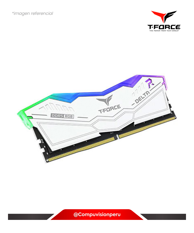 MEMORIA 16BG DDR5 BUS 6000MHZ TEAMGROUP T-FORCE DELTA WHITE CL38 1.25V FF4D516G6000HC38A01