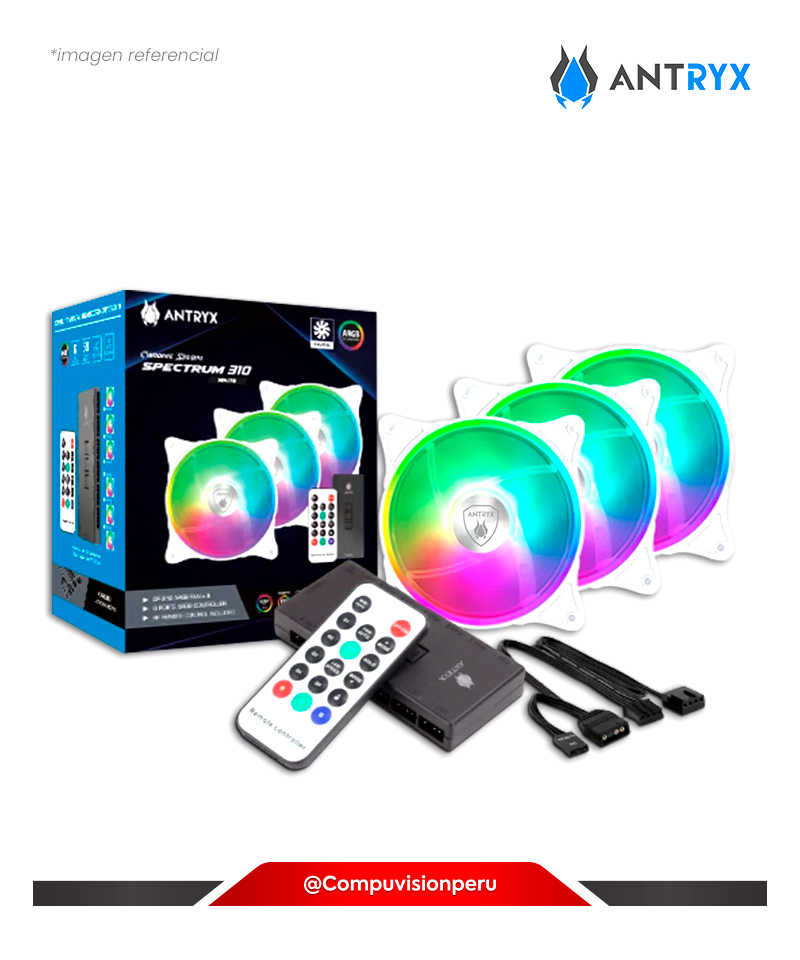 COOLER DE CASE ANTRYX SPECTRUM 310 WHITE ARGB 120MM*3 CONTROLADOR REMOTO AAK-CSDF310W