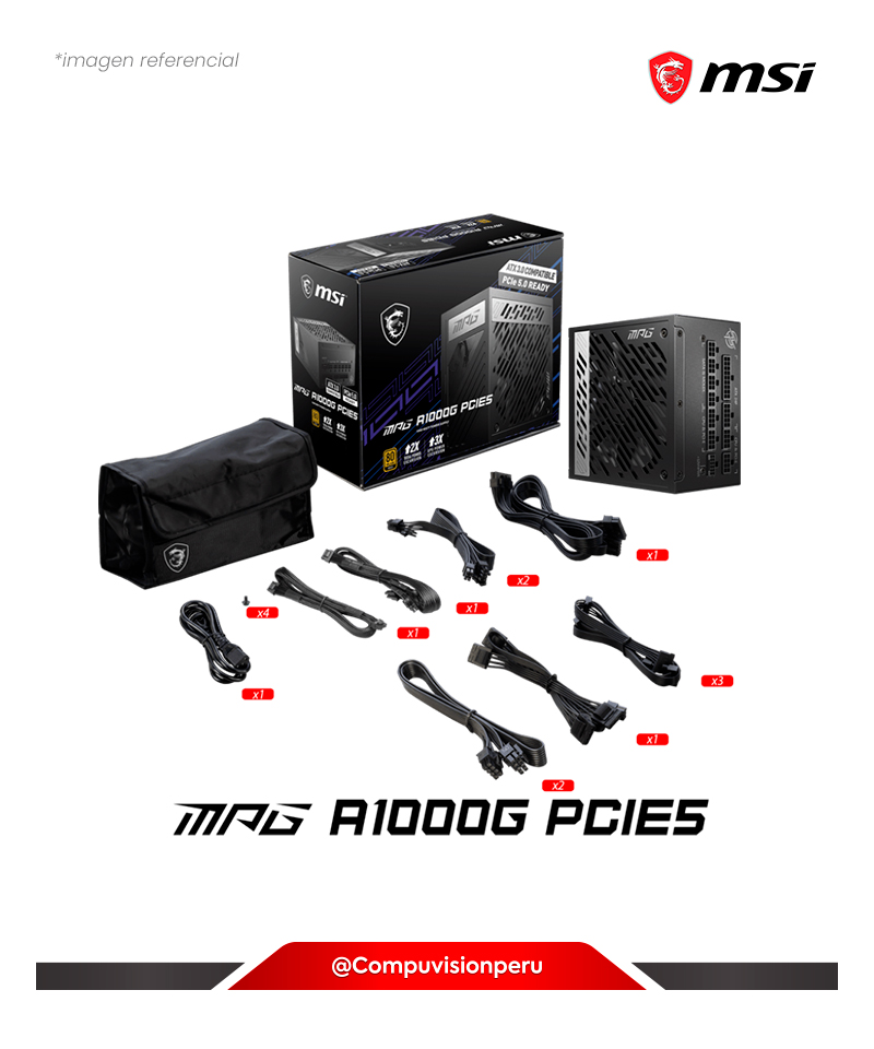 FUENTE 1000W MSI MPG A1000G PCIE5 80 PLUS GOLD FULL MODULAR
