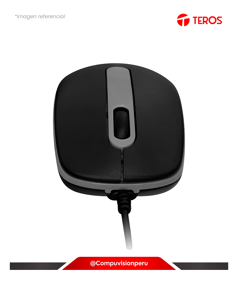 MOUSE TEROS TE-1220S BLACK/GRIS 1000DPI USB 3 BOTONES