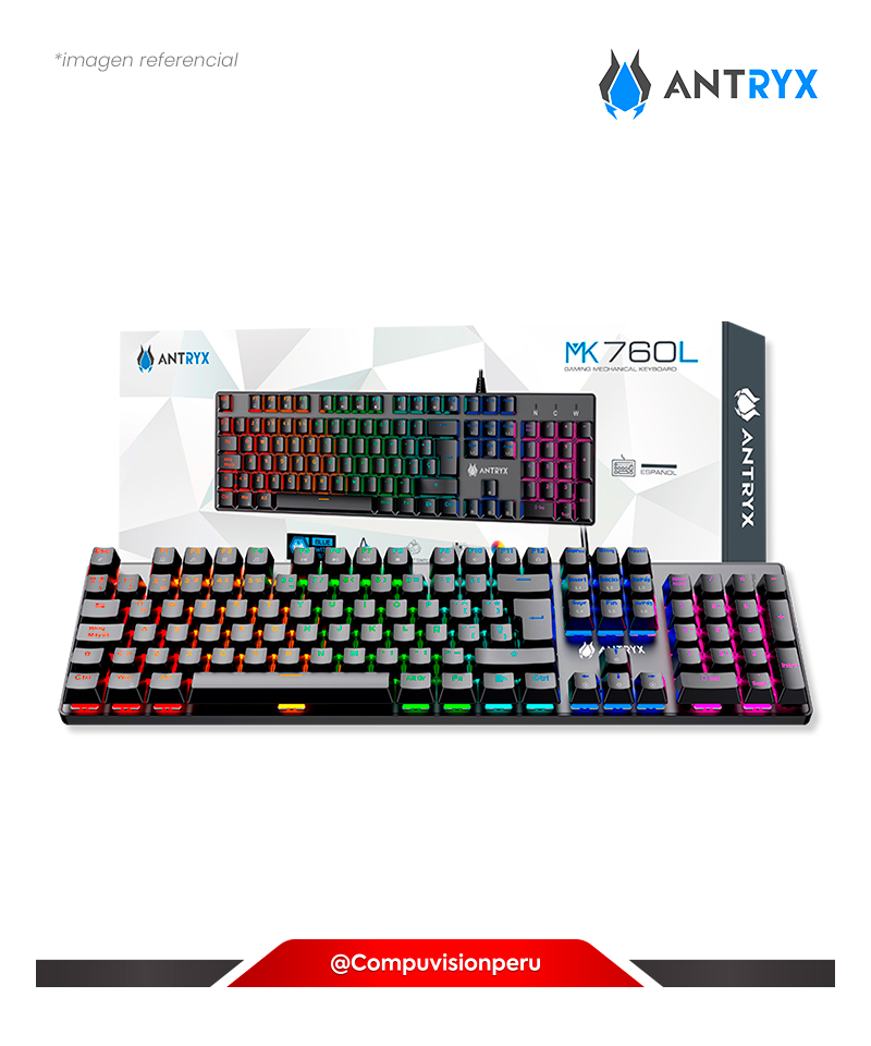 TECLADO ANTRYX MK760L BLACK RGB RAINBOW BLUE SWITCH AMK-760LKBL-SP