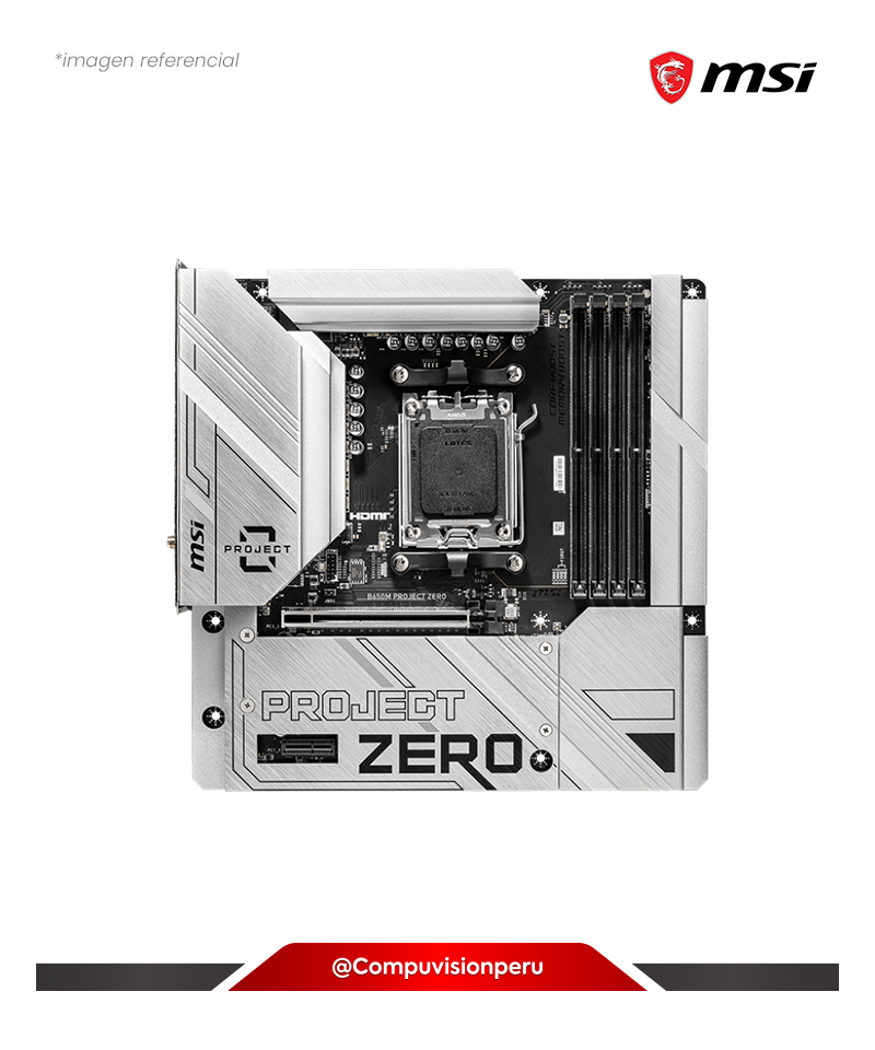 PLACA MSI B650M PROJECT ZERO AMD AM5 DDR5 HDMI DP M.2 WIFI 6E BLUETOOTH 5.3 MATX