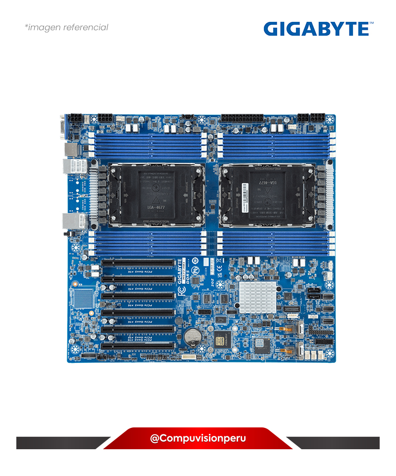 PLACA GIGABYTE MS73-HB1 INTEL C741 2*LGA 4677 8* DDR5 RDIMM 16*DDR5 DIMMS INTEGRATED IN ASPEED AST2600 M.2 WST