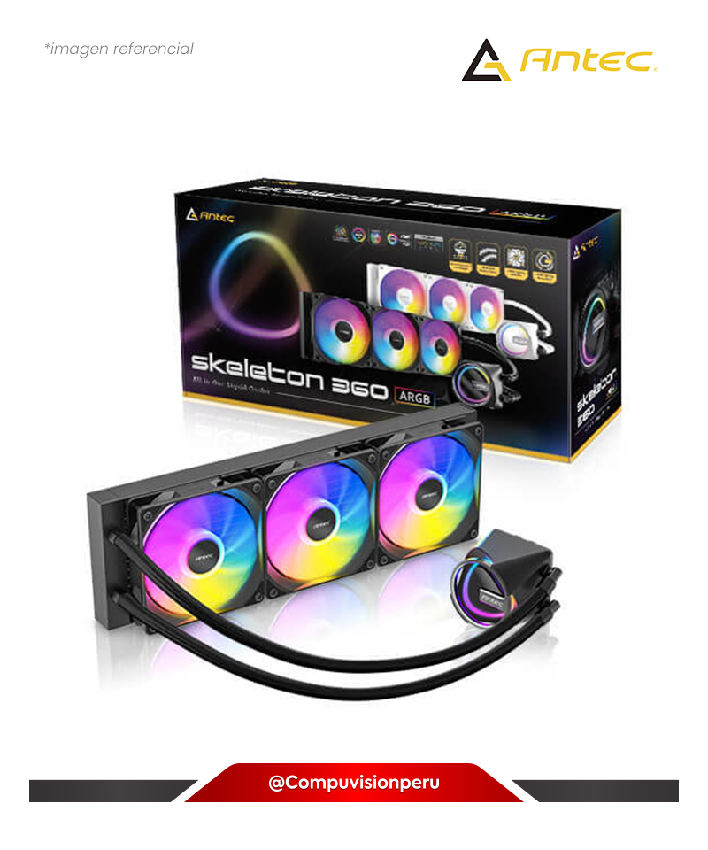 COOLER CPU ANTEC SKELETON 360 ARGB PWM 3*120MM ARGB FAN INTEL AMD 0-761345-40066-4