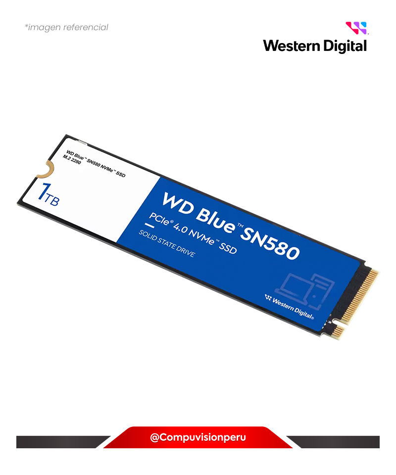 DISCO SOLIDO SSD 1TB WESTER DIGITAL BLUE SN580 NVME GEN4 X4 PCIE 16GB*S M.2 2280 HASTA 4.150 MB*S WDS100T3B0E-00CHF0