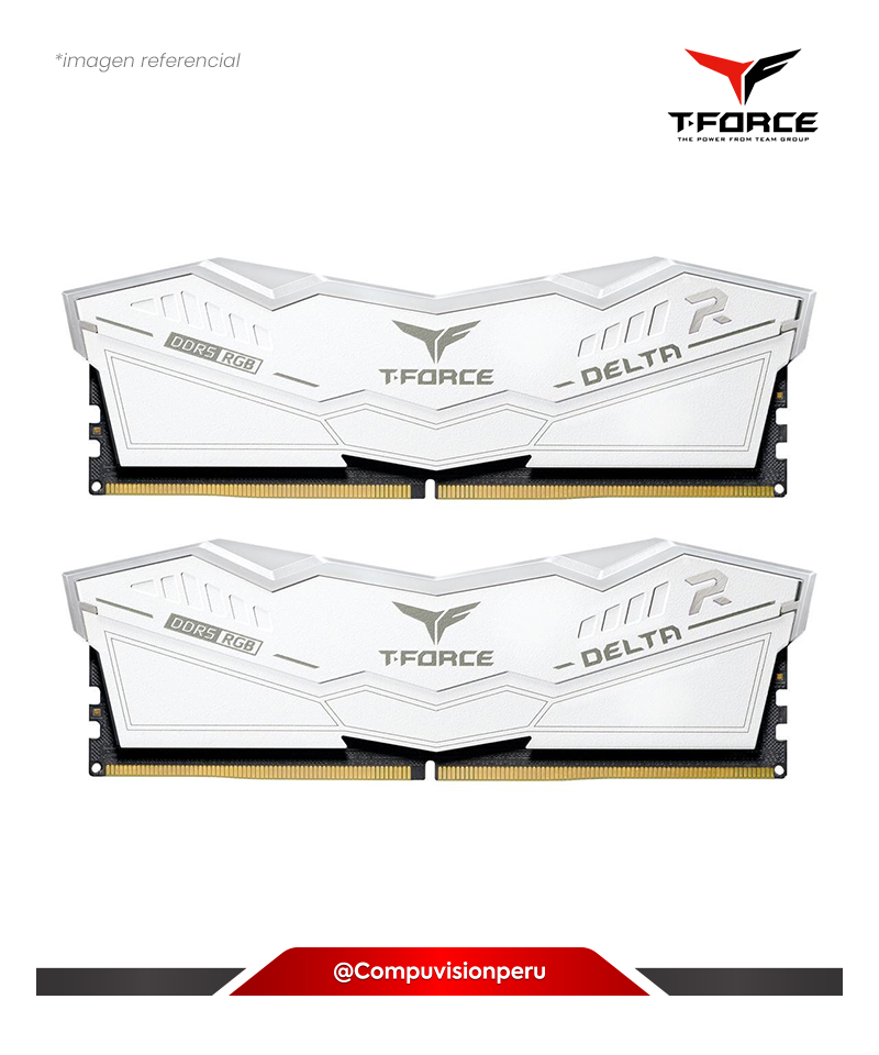 MEMORIA 32GB (16*2) DDR5 BUS 6000MHZ TEAMGROUP T-FORCE DELTA RGB WHITE CL40 FF4D532G6000HC38ADC01
