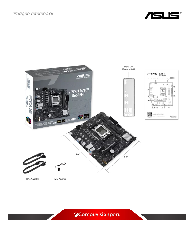 PLACA ASUS PRIME B650M-F AMD B650 AM5 DDR5 HDMI DP M.2 SATA 6GB M-ATX