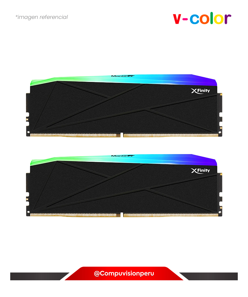 MEMORIA 32GB (16*2) DDR5 BUS 6000MHZ V-COLOR MANTA XFINITY RGB BLACK CL30 INTEL XMP AMD EXPO TMXFL1660830KWK