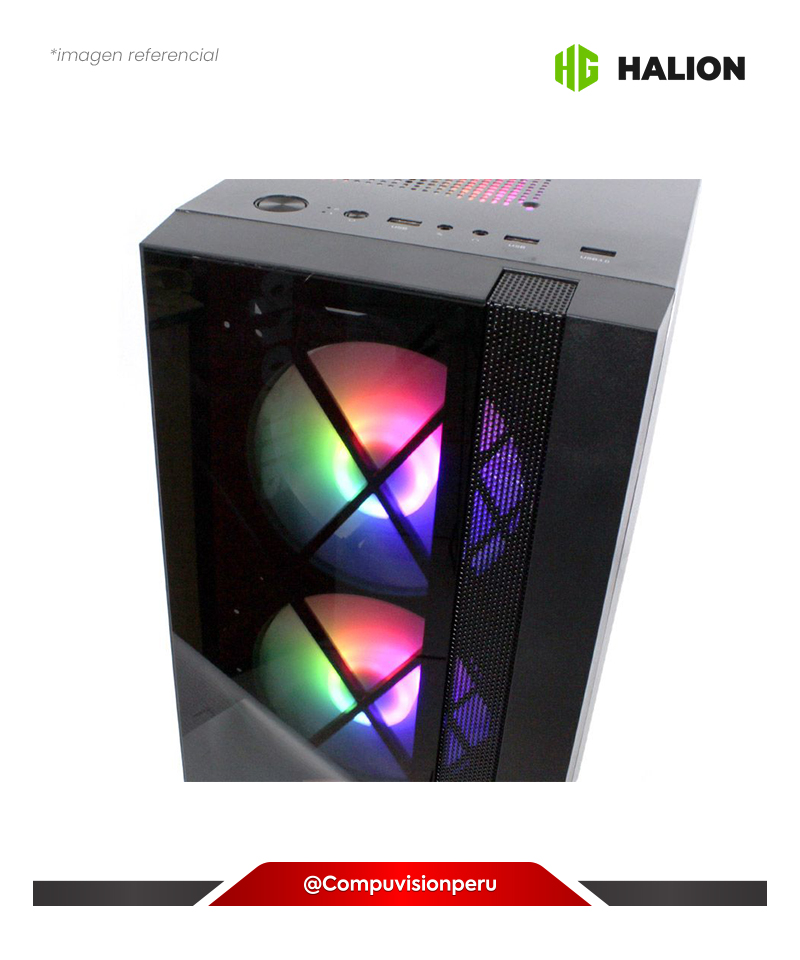 CASE HALION DRAGON CR15 4 FAN RGB C/FUENTE 500W VIDRIO TEMPLADO SERIES GAMERS