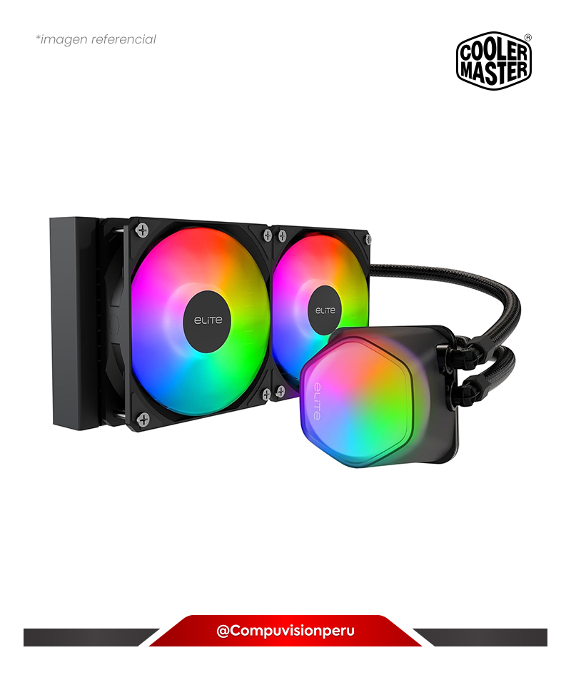 COOLER DE CPU COOLE MASTER ELITE LIQUID 240 AIO 240MM ARGB INTEL AMD BLACK ELW-D24M-A21DA-R1