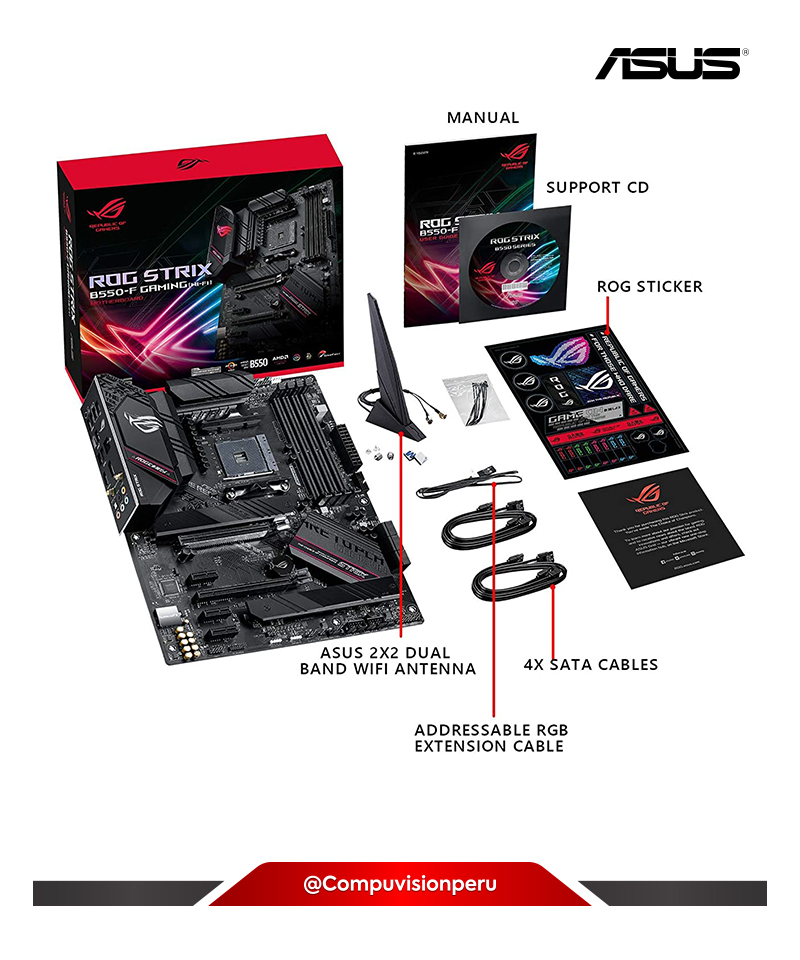 PLACA ASUS ROG STRIX B550-F GAMING WIFI AM4 AMD B550 SATA 6GB/S ATX AMD