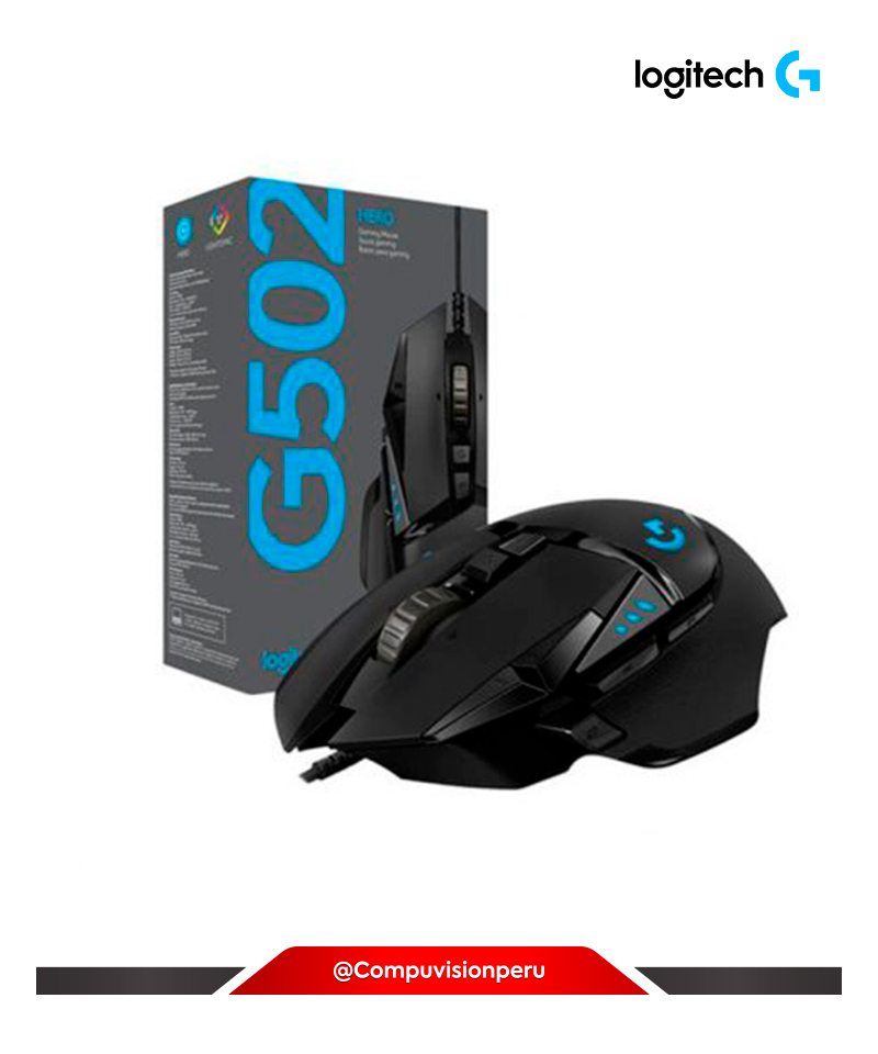 MOUSE LOGITECH G502 HERO 16000DPI RGB GAMING USB BLACK 910-005469