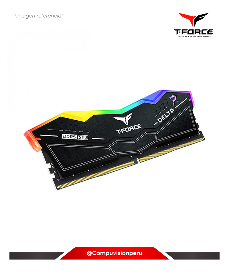 MEMORIA 16GB DDR5 BUS 5600MHZ TEAMGROUP T-FORCE DELTA RGB BLACK CL36 1.2V FF3D516G5600HC36B01